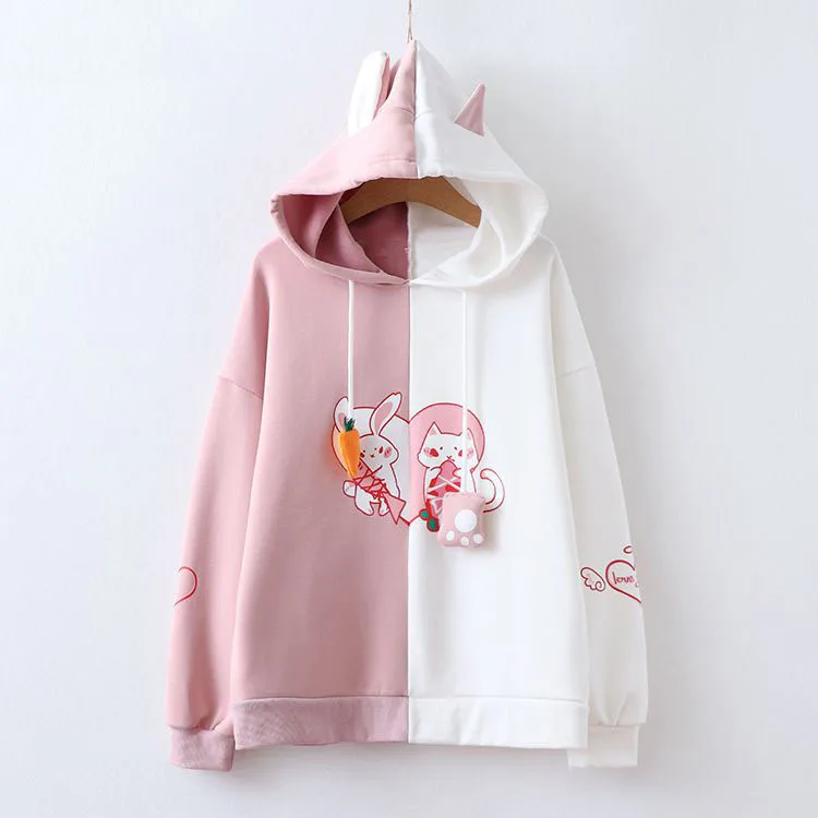 

Women's Hooded Sweatshirt Kawaii Harajuku Girl Student Casual Pullover Hoodies Girl Tracksuit Outerwear