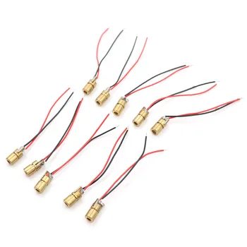 

10pcs 650nm 6mm 3V 5mW Laser Dot Diode Module Red Copper Head New Hot
