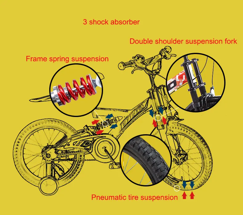 Детский велосипед 3-12 лет 14 дюймов амортизатор двойной тормоз различные варианты безопасный и безопасный ребенок любимый
