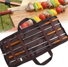 Outdoor barbecue,GaiaBBQ B05,5 pcs,Stainless steel needle wooden handle with slices of roast BBQ sticks 5 suit