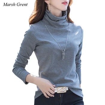 

Autumn Winter Plus Size M-4XL Fashion Women Clothing T Shirt Cotton Turtleneck Casual Tee Lady Show Thin Basic Tops 1839-1