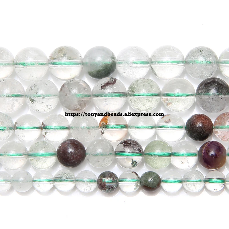 

Free Shipping Genuine Natural Green Lodolite Stone Round Loose Beads 6 8 10 MM Pick Size for Jewelry Making