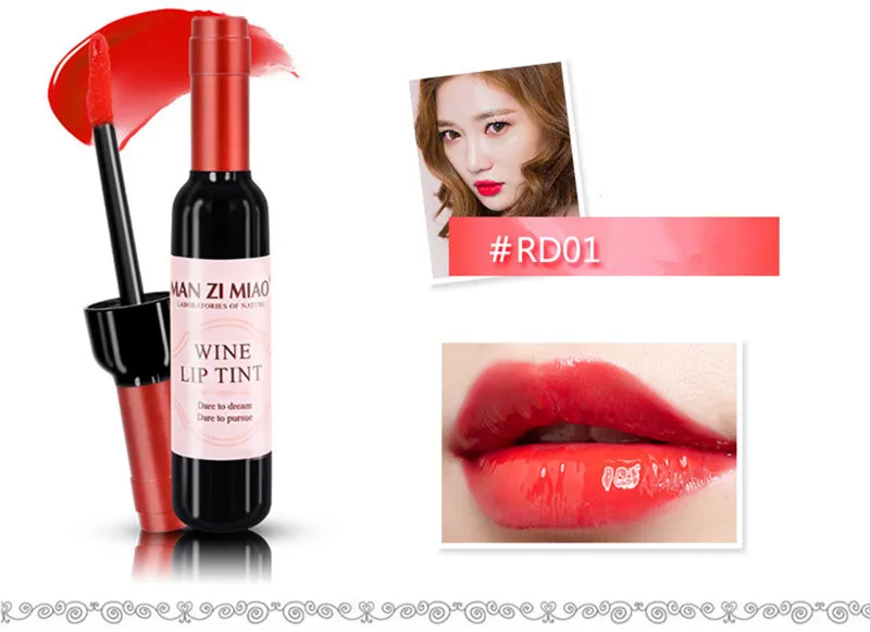 1 шт. корейская косметика бренда Макияж красное вино форма матовый оттенок губ Блеск для губ Водонепроницаемый для губ жидкая Губная помада batom Lip stick - Цвет: RD01