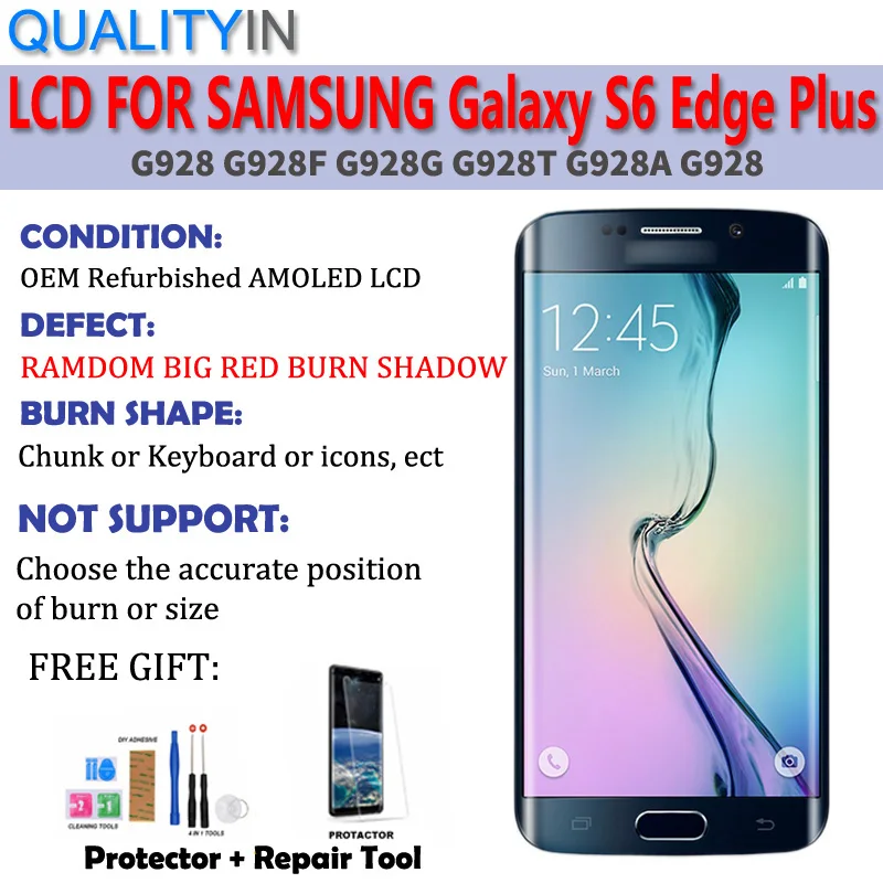 Для samsung Galaxy S6 Edge PLUS G928 сенсорный экран дигитайзер сенсор большой красный сжигание-тень ЖК-дисплей монитор панель модуль в сборе