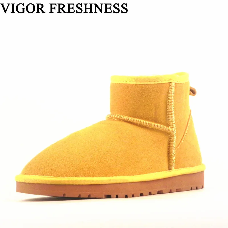 

VIGOR FRESHNESS Hot Shoes Australian Woman Boots Genuine Leather Shoes Woman Snow Boots Ankle Winter Boots Plush Warm Shoes SN46