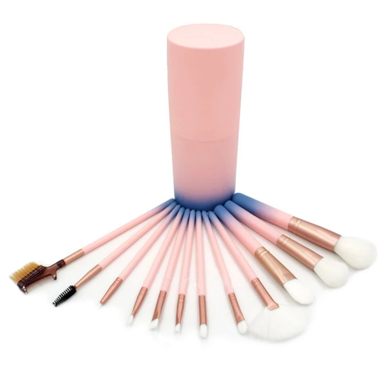 ELECOOL 12 шт. набор кистей для макияжа пластиковая ручка алюминиевая трубка косметическая пудра Базовая кисть для теней набор инструментов для красоты