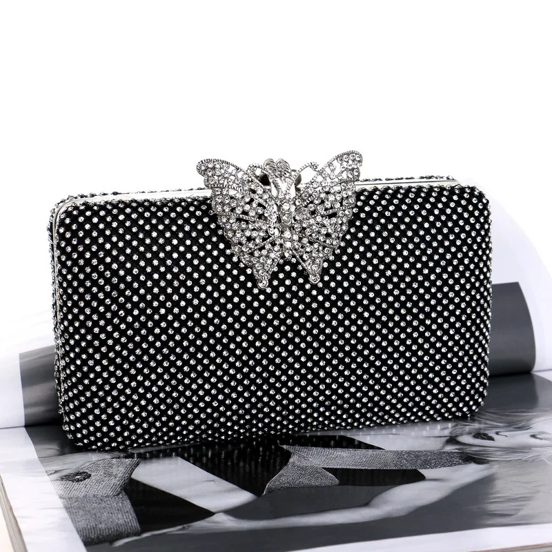 Luxy Moon Butterfly Evening Bag Black Color Front View