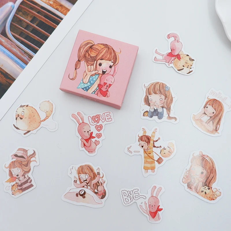 

40 pcs/lot Cute Pink girl Mini Sticker Decoration DIY Diary Planner Scrapbooking Stickers kawaii label stickers Stationery