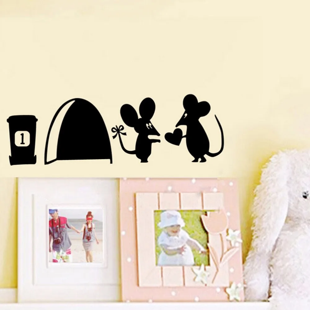 3d забавные наклейки на стены с изображением мыши, наклейки для гостиной, спальни, настенные художественные обои, Настенные обои, свадебные декорации