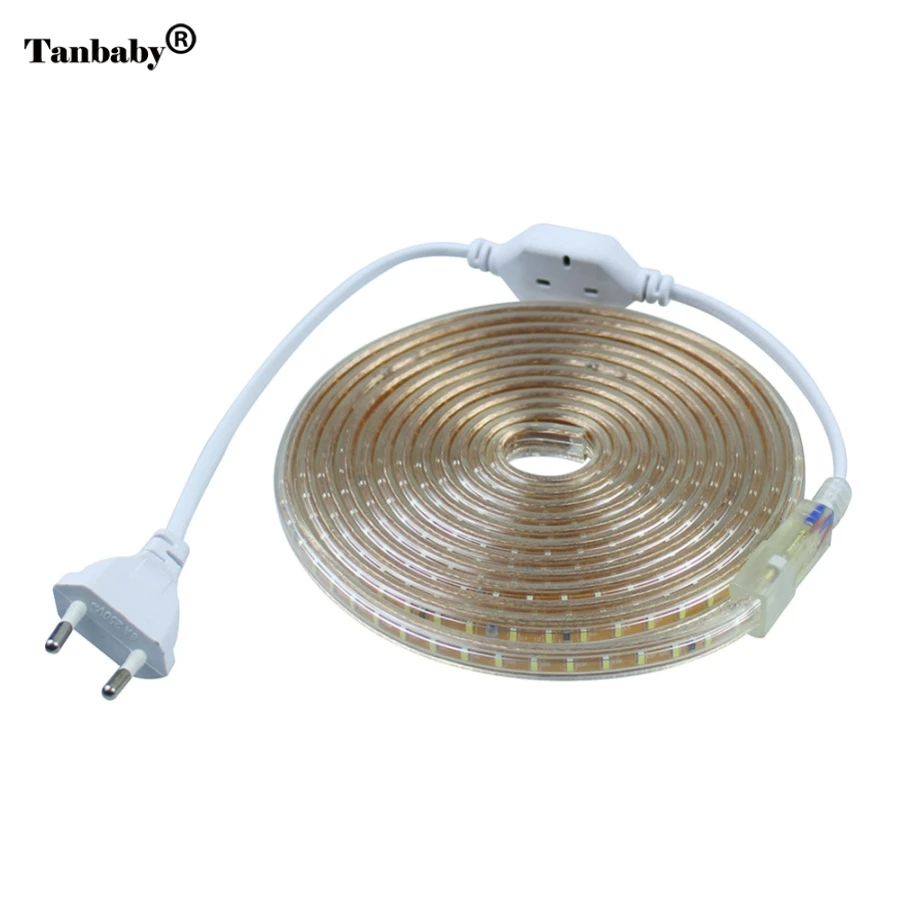 #cheap Tanbaby 1Set AC 220V 3014 SMD LED Strip tape light 120leds m Silicone Tube Waterproof 1M 2M 3M 4 5 6 7 8 9 10 15 20M +Power Plug