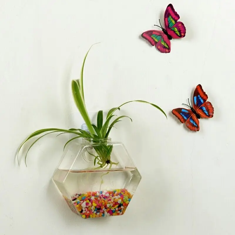 New Home Living Room Decor Glass Wall Hanging Flower Plant Vase Container