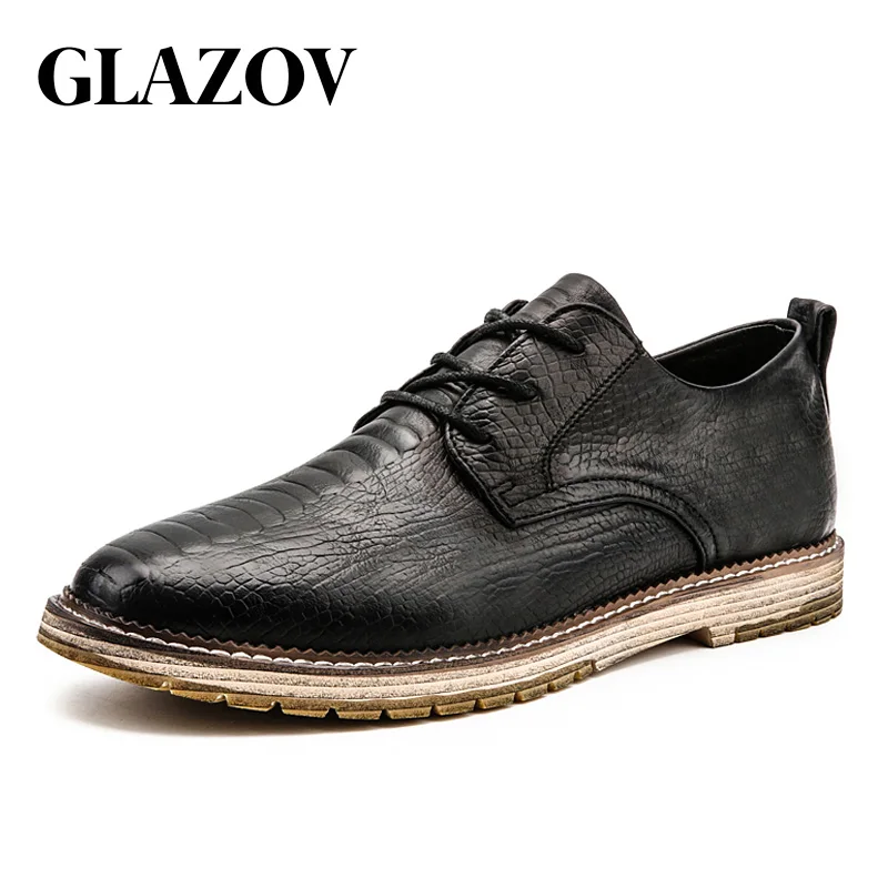 

GLAZOV New High Quality Leather Shoes Men's Flats Design Style Men Shoes Fashion Lace Up Casual Shoes For Men Big Size 38-48