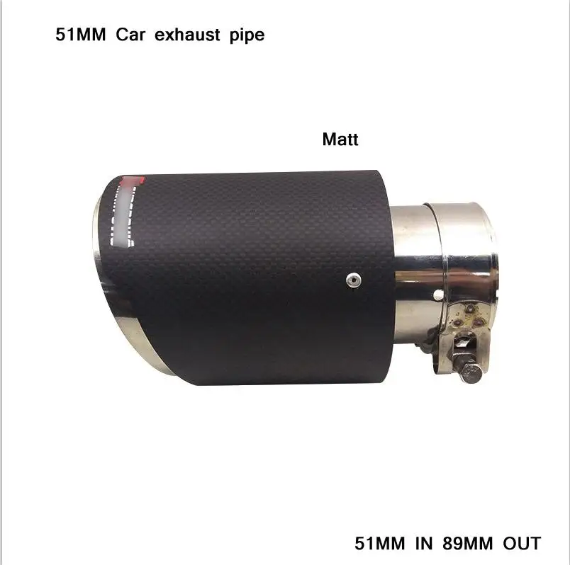 51 мм на входе 76/89/101/114 мм выход прочный круглый глушитель Системы изменение 170 мм Реальные углеродного волокна хвост выхлопной трубы автомобиля - Цвет: 51MM IN 89MM OUT