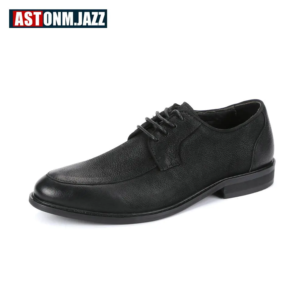 

New Spring US 6-10 Genuine Leather Men's Lace Up Oxfords Retro Casual Shoes Business Man Formal Dress Shoes