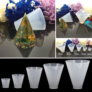 

5 Piece Assorted Size Diamond Shape Cone Silicone DIY Molds for Resin Casting Gem Jewelry Making Craft Tools