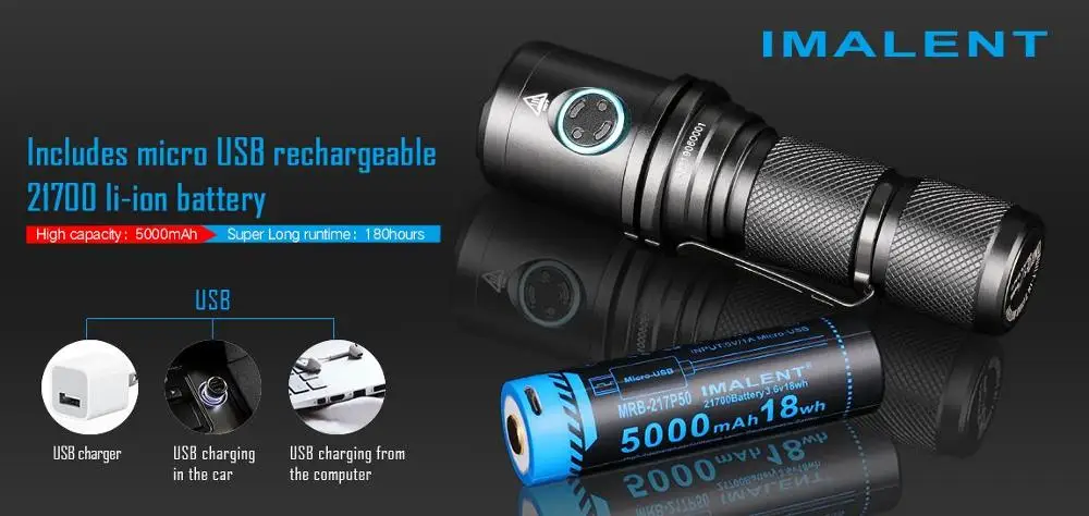

IMALENT DM70 Flashlight 4500 Lumens including 21700 battery
