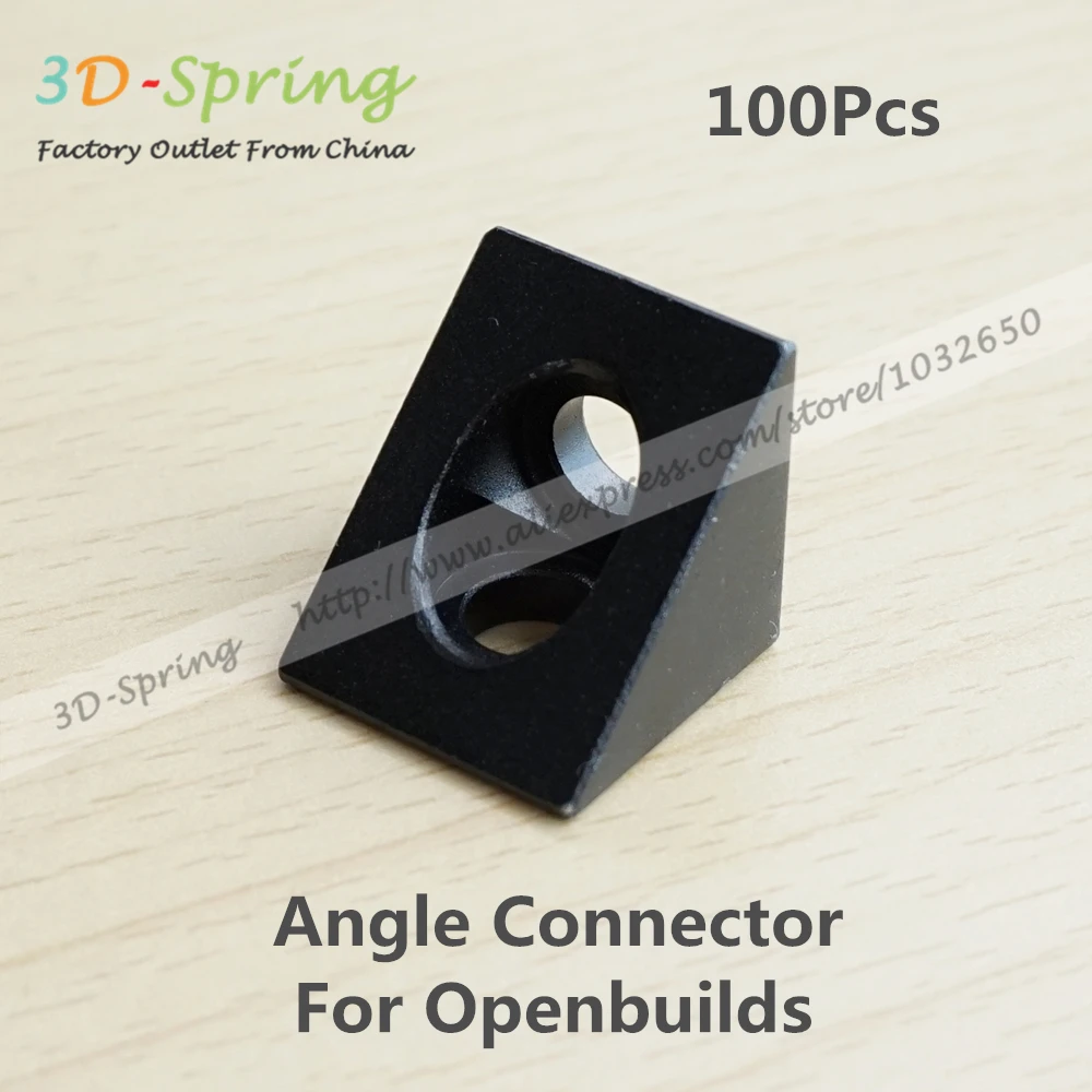 

100Pcs Black Angle corner connector Triangular For Openbuilds Aluminum Piece Blast Oxidation For 3D Printer Parts