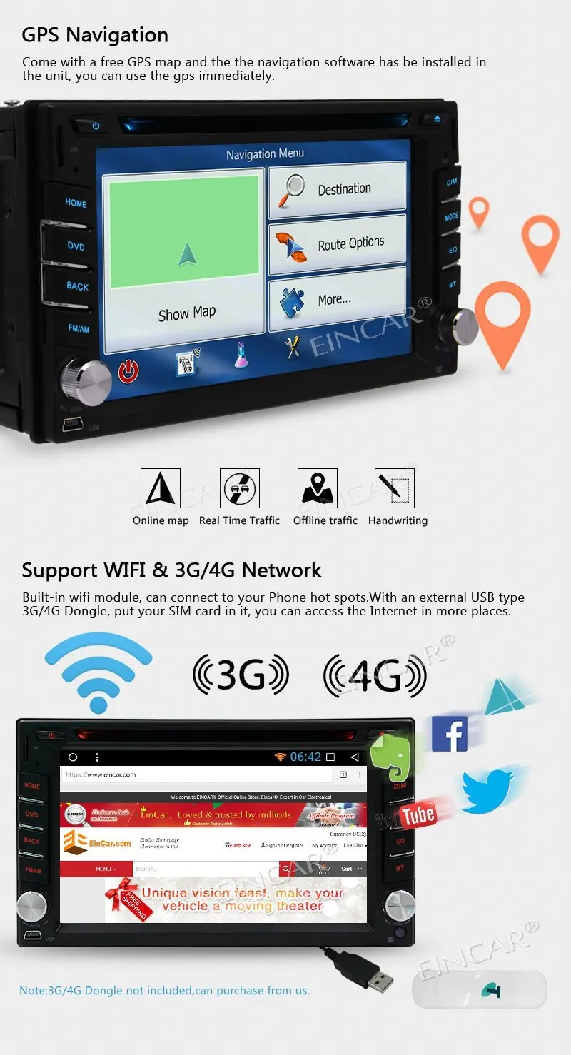1080 P видео 6.2 ''Android 7.1 dvd плеер автомобиля двойной DIN в тире Bluetooth Стерео