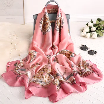 

Brand 2019 silk scarf women pashmina scarves shawls and wraps bandana hair scarf muslim hijab mousselin foulard femme beach