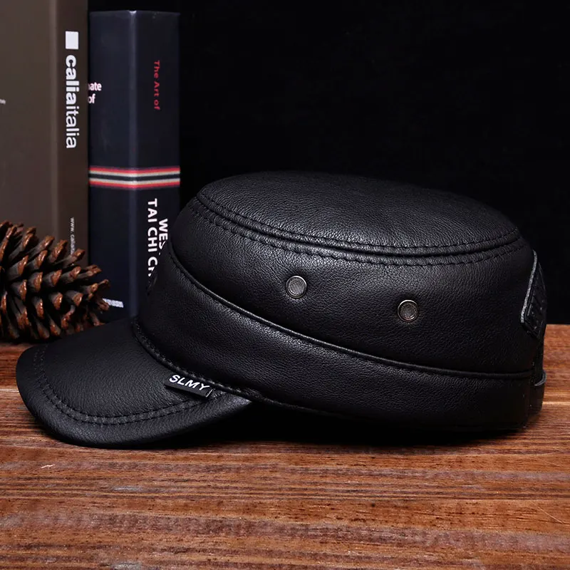 US $25.90 Hl024 Winter Hat Leather Men Baseball Cap Cbd High Quality Mens Real Leather Adult Solid