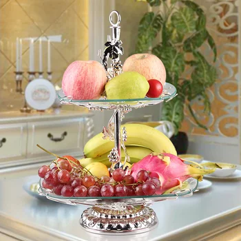 

Double layer three layer grape vine glass fruit plate home fashion fruit plate wedding candy snack plate