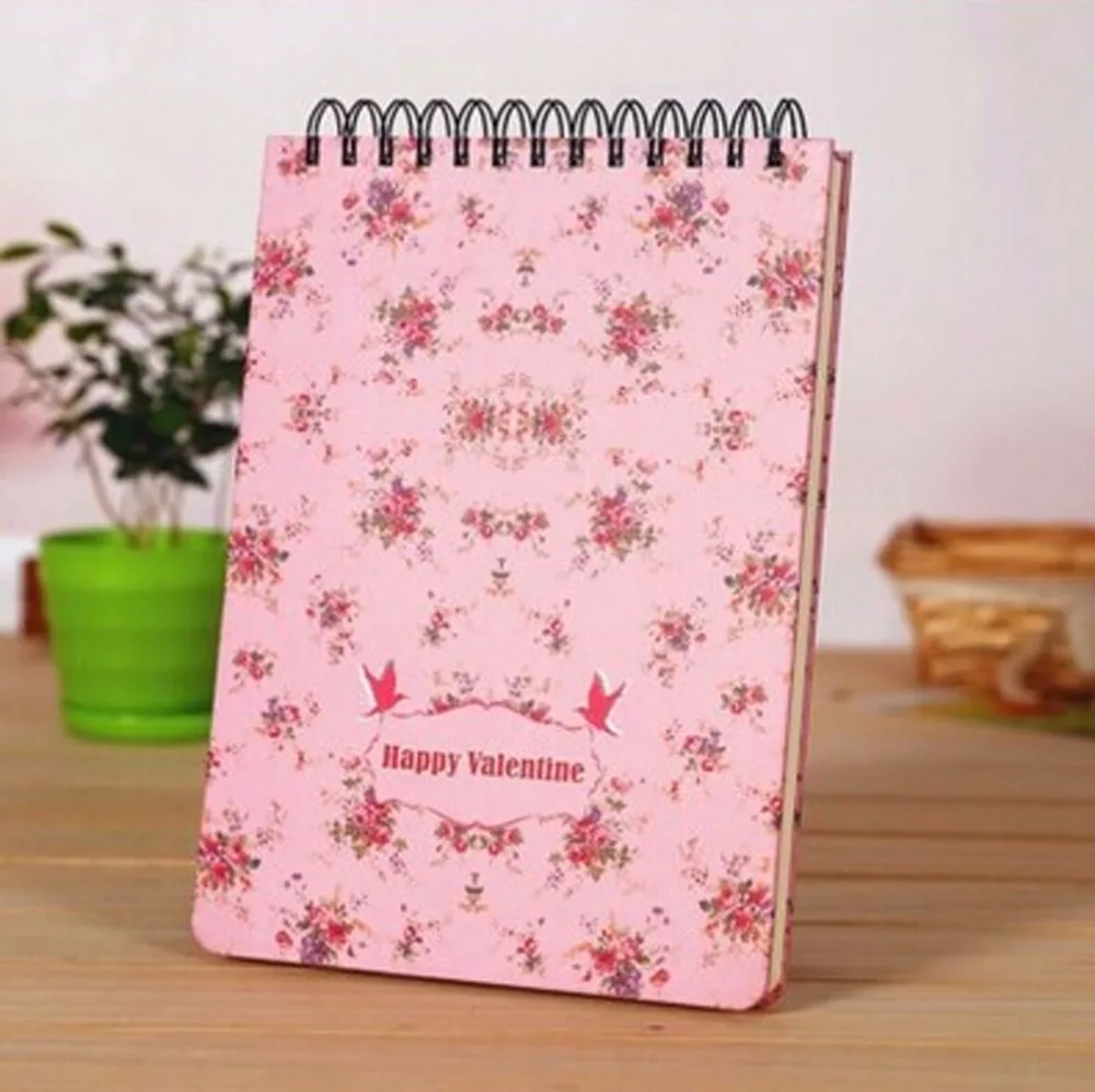 Floral Wirebound Writing Journal Notebook B5 Top Spiral Personal