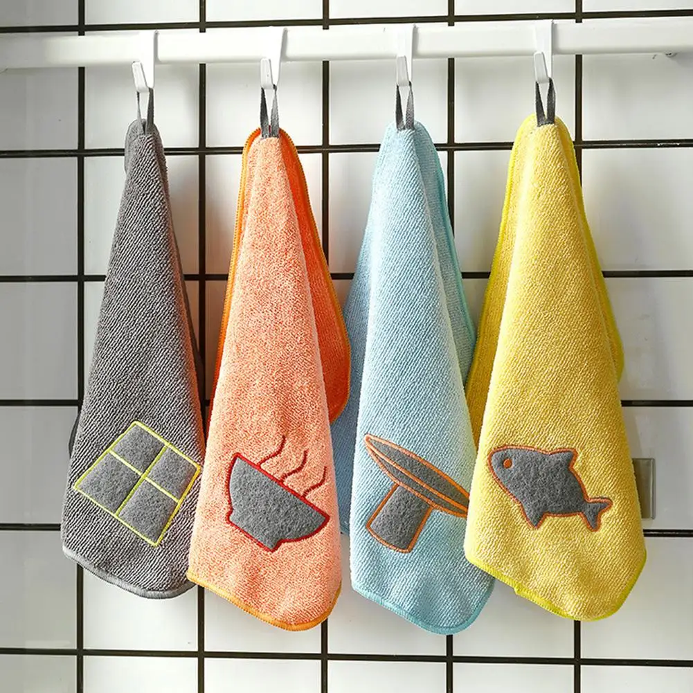

1Pc Soft Thick Bowl Fish Absorbent Kitchen Dish Cleaning Water Drying Hanging Hand Towel Water Absorbent