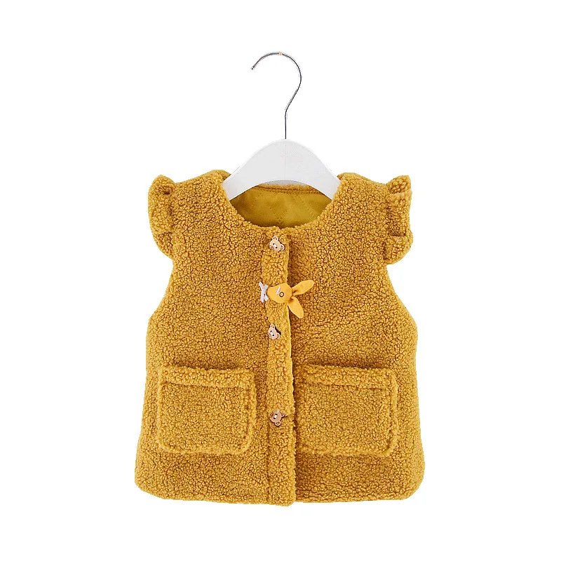 

thicken warm baby girl clothing winter Solid lambs cartoon children girl jacket outerwear waiscoat cute baby girl vest 12M-5T