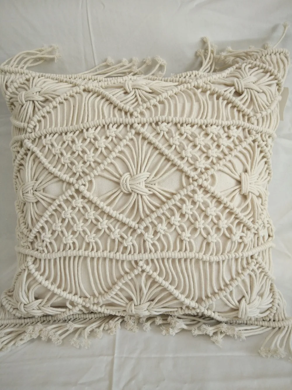 Decorative macrame pillow cover Handmade macrame Boho cushion cover
