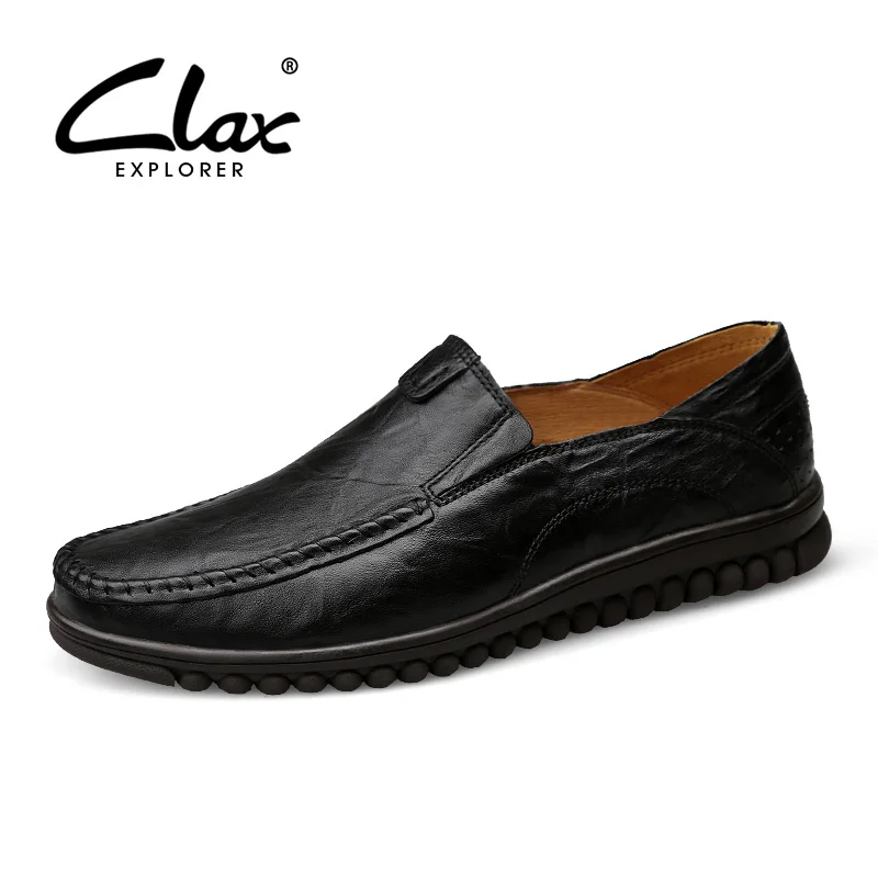 

CLAX Men's Dress Leather Shoes Slip on 2017 Summer Autumn Genuine Leather Formal Shoe for Male Black Vintage Retro Footwear Soft