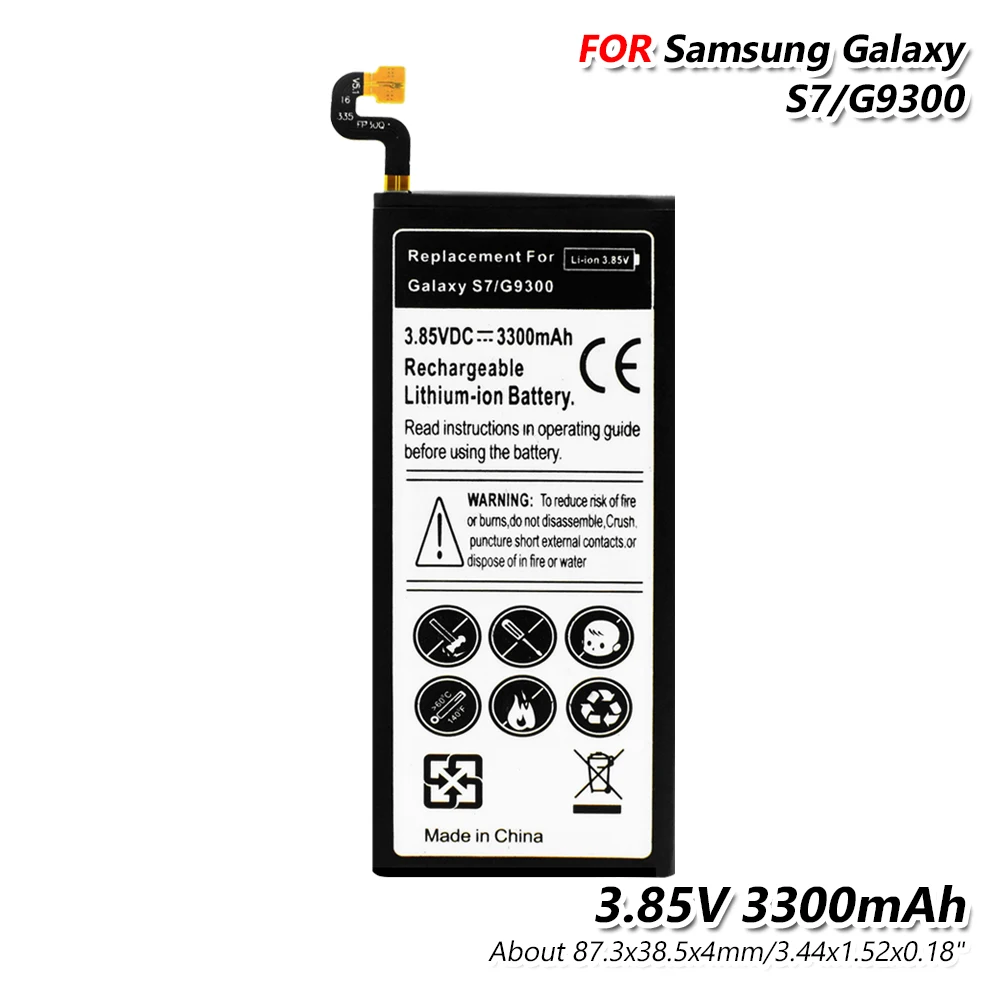 Сменная Батарея С ПЛОСКИМ КАБЕЛЕМ 3 85 В для Samsung Galaxy S7 G9300 G930 G930F 3300 мАч безопасная