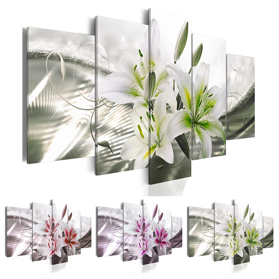 

( No Frame ) Canvas Print Modern Fashion Wall Art the Lily Flower for Home Decoration Choose Color(red,green,purple) & Size:3