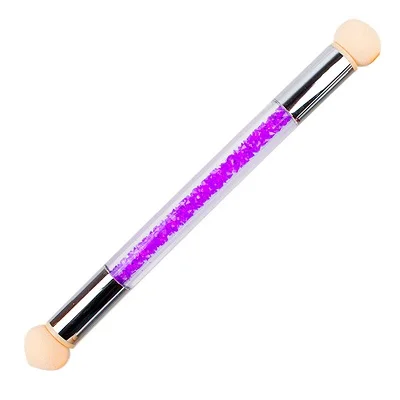 Ladymisty Стразы с двойной головкой для дизайна ногтей, губка, кисть для геля, лака, градиентный рисунок, Раскрашивание, затенение, двойной конец, набор инструментов для ногтей - Цвет: Purple Pen