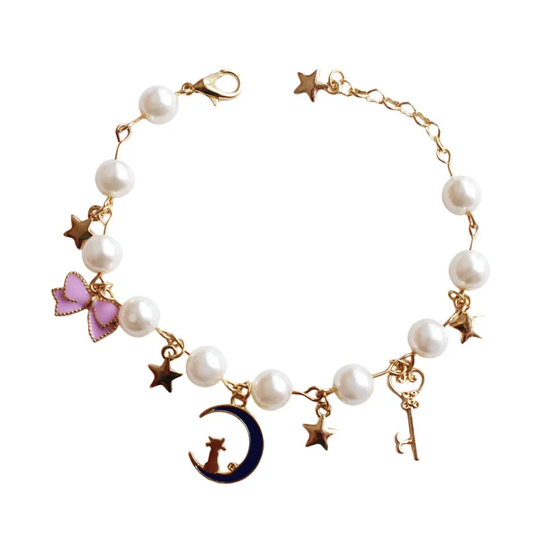 

Factory Wholesale Japanese Star Moon Moon Star Pearl Bow Bracelet