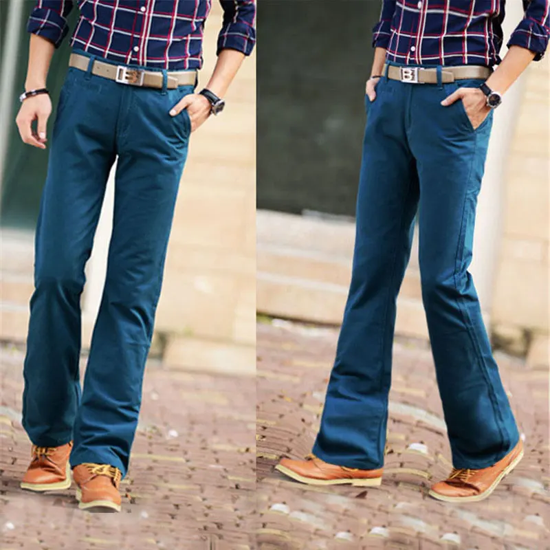 Весна лето осень повседневные расклешенные джинсы мужские узкие джинсы Высокая мода мужские белые джинсы Размер 27-36 38 - Цвет: Peacock Blue