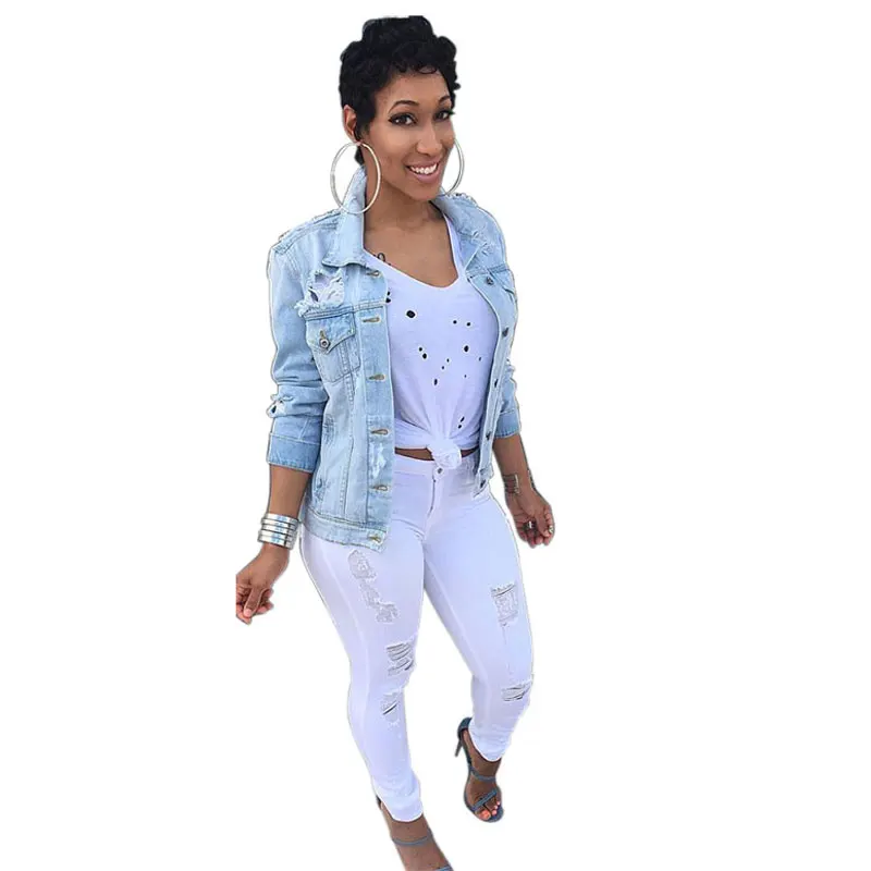 

Womens Denim Jackets And Coats Streetwear Style Autumn And Winter Loose Plus Size Lady Top Oversized Denim Jacket
