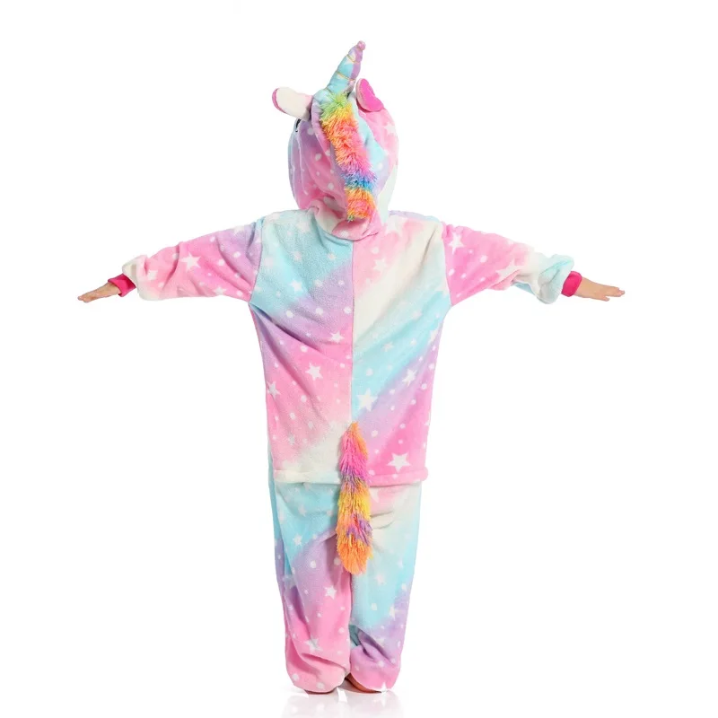 Kigurumi пижамы для детей девочек Единорог аниме панда Onesie детский костюм пижама для мальчиков комбинезон Единорог зимние пижамы для детей