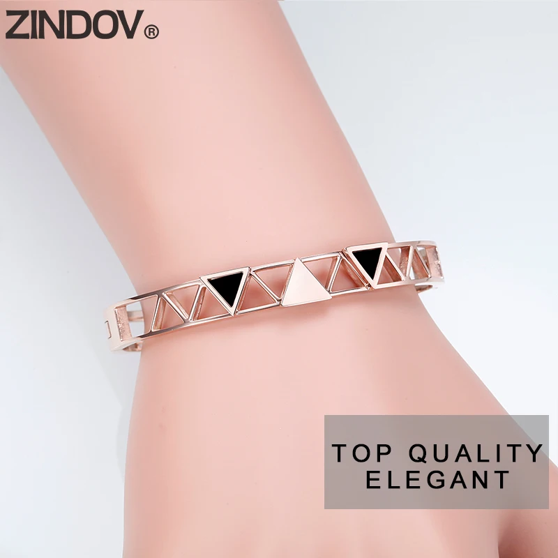 ZINDOV браслеты для женщин золотой браслет из нержавеющей стали Braclets розовое золото