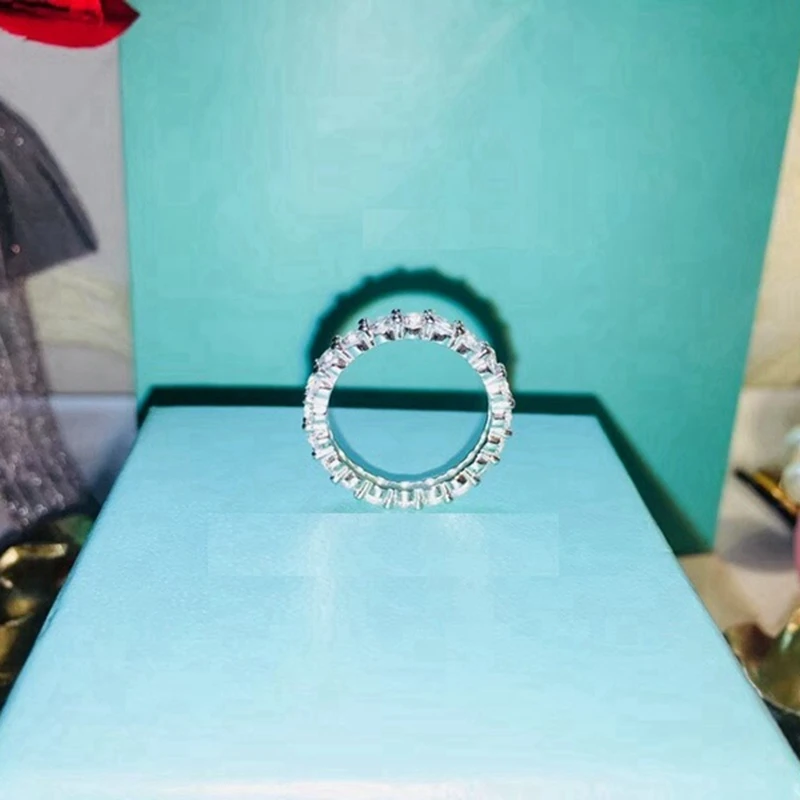 HG 925 пробы Серебряное обручальное кольцо на палец с цирконием, штабелируемое сверло, только для женщин, ювелирные изделия с сердечками и стрелами