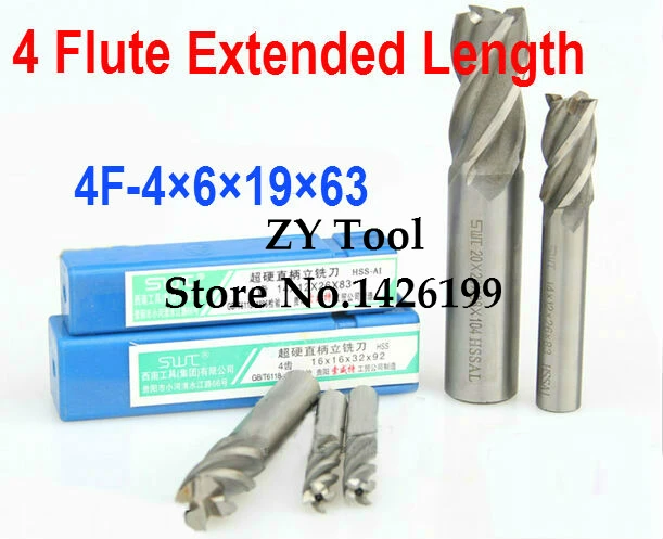Free shipping 5pcs 4.0mm 4 Flute HSS & Extended Aluminium End Mill Cutter CNC Bit Milling Machinery tools Cutting tools.