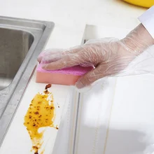 100pcs Hot sale Eco friendly disposable gloves PE garden household restaurant BBQ plastic multifuctional gloves food