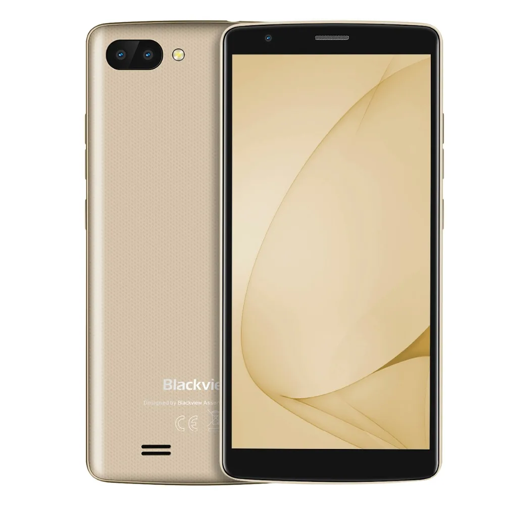 Blackview A20 Smart Cellular Phone Quad Core Android GO 5.5inch 18:9 Screen 3G Cellphone Dual Camera 1GB RAM 8GB ROM MTK6580M