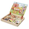 100+Pcs Wooden Magnetic Puzzle Toys Children 3D Puzzle Figure/Animals/ Vehicle /Circus Drawing Board Learning Wood Toys Gifts 4