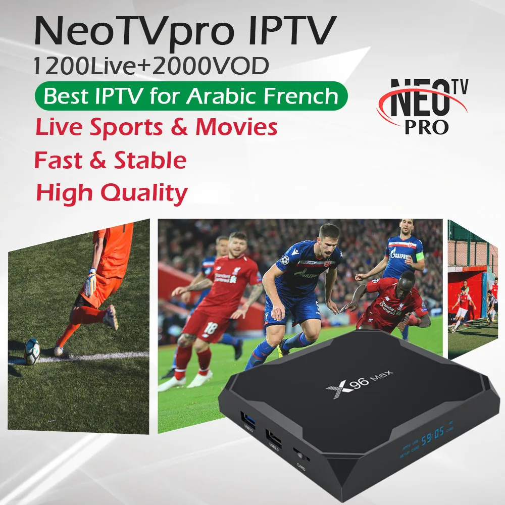 

X96 Max Android Box+1 Year Neotvpro IPTV Subscription French Arabic Amlogic S905X2 Quad Core Wifi BT USB Set Top Box Google Play