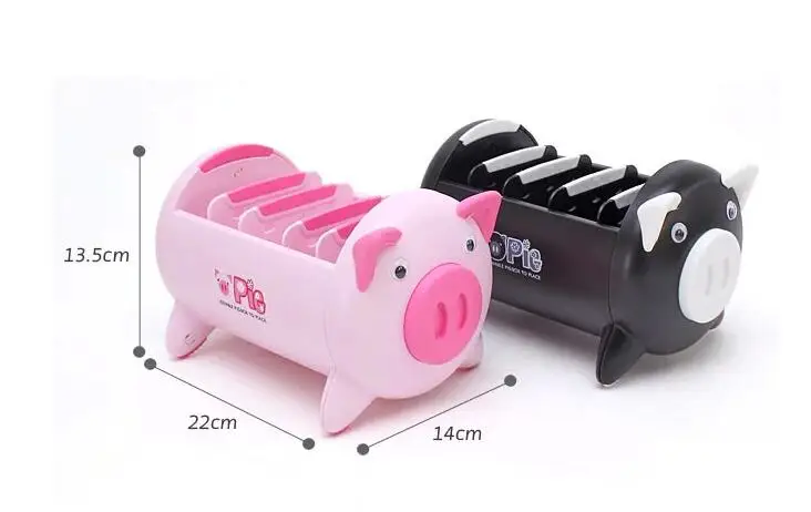 Розовый черный креативный Милый мультяшный поросенок Настольная коробка для