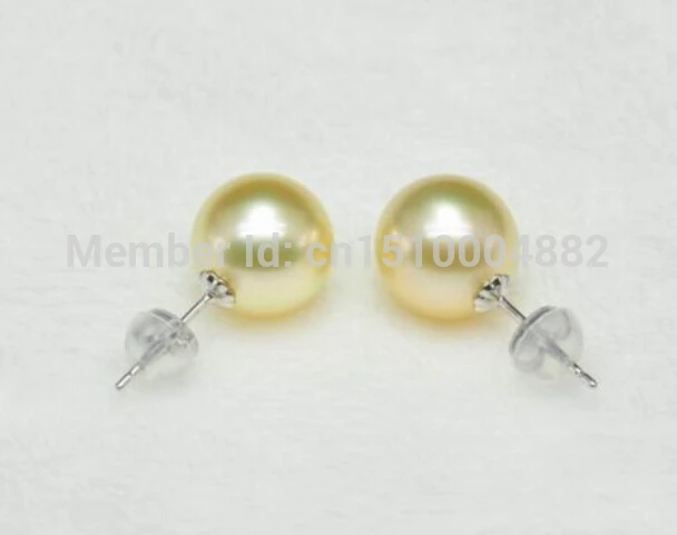 

HOT SELL - shitou 0059 Natural 10-11mm AAA+TOP golden south sea pearl stud earrings -Top quality free shipping