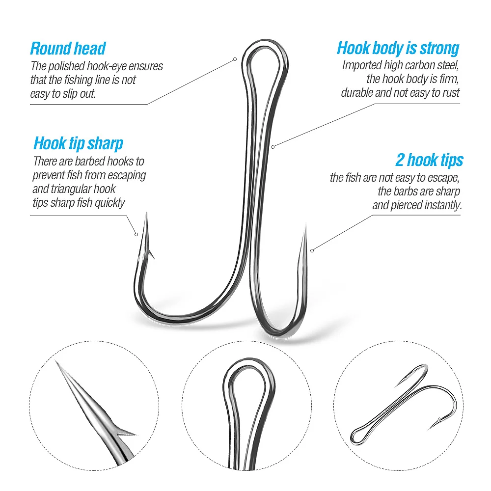 DONQL 10 قطعة/صندوق مزدوجة الصيد هوك الكربون الصلب الساعد الشائكة الرقصة هوك ل الكارب الصيد ذبابة ربط لينة إغراء الصيد اكسسوارات