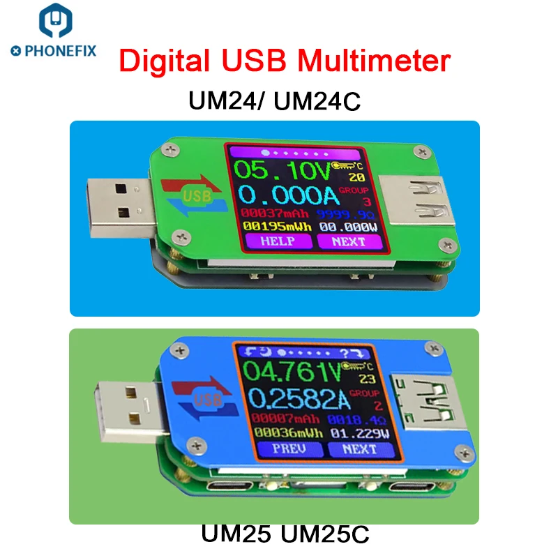 UM24 UM24C UM25 UM25C цифровой тип-c USB мультиметр ЖК-дисплей Вольтметр Амперметр тестер телефон компьютер проверка состояния работы