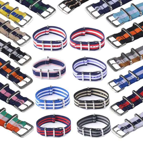 

Parnis 20mm Watch Strap, WristWatches Band Military Army Nylon Divers Stainless Steel Pin Buckle Mens Relojes Correas