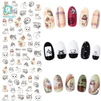 

Rocooart DS373-384 Water Transfer Nails Art Sticker Harajuku Element Cats Kitty Caterpillar Nail Wrap Sticker sticker